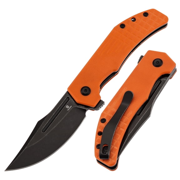 Tenable Orion Pocket Knife,Blackwashed 14C28N Blade,Orange G10 Handle,B1089A5