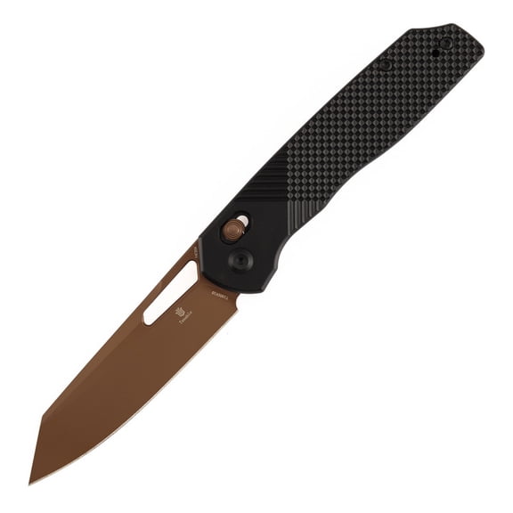 Tenable Shard Folding Pocket Knife with Clip, 3.47'' Rose Gold 14C28N Blade,Secure Crossbar Lock,Black Aluminum Handle,T1006V10