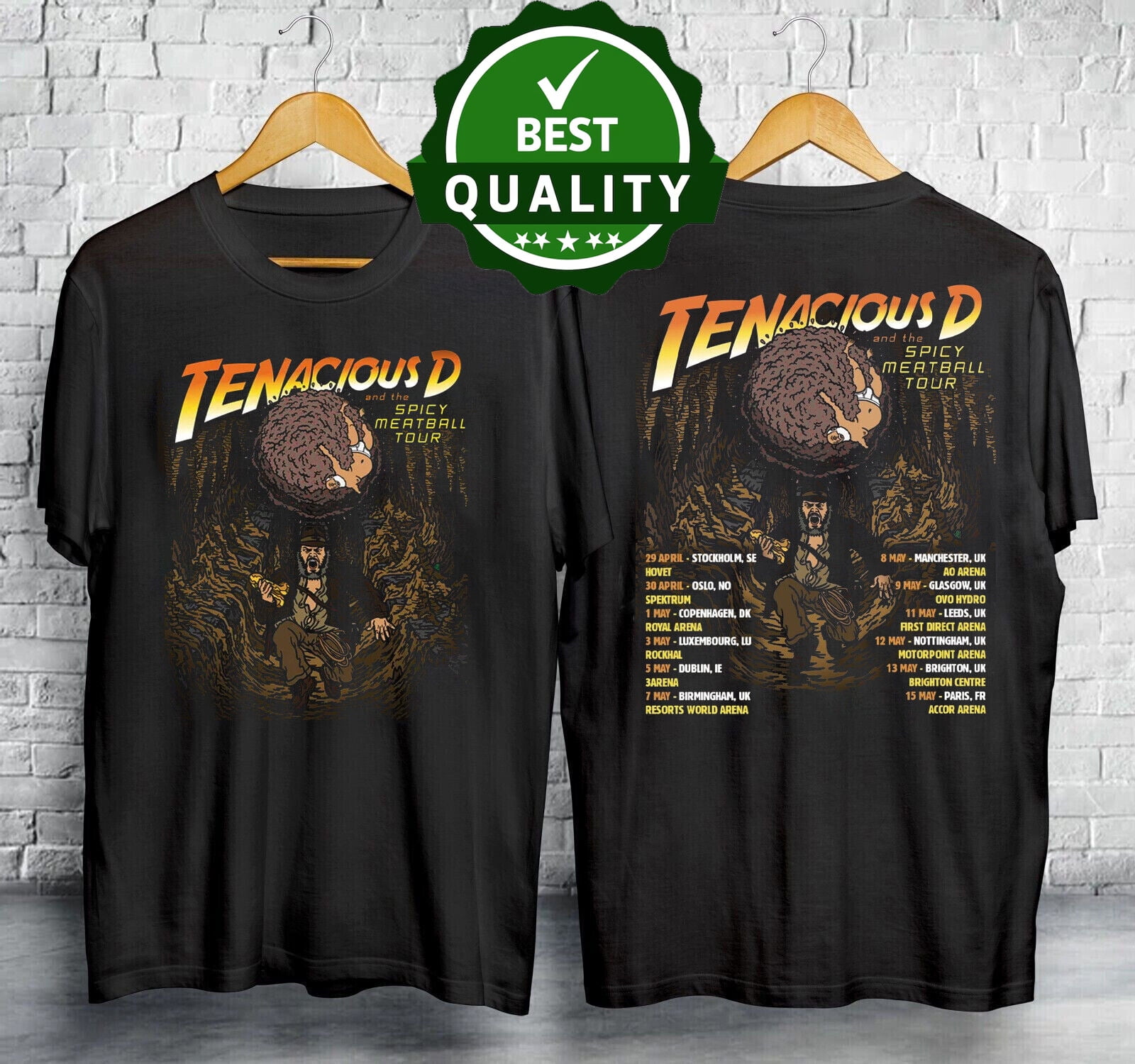 Tenacious D Spicy Meatball Tour 2024 Double Sided T Shirt Full Size S ...