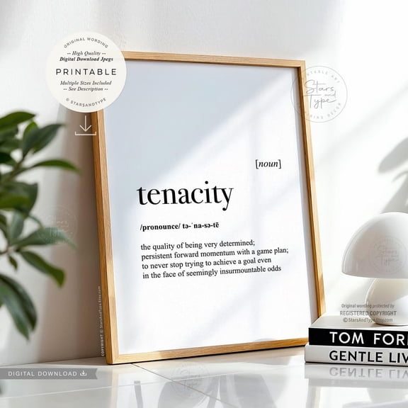 Tenacity Definition Dictionary Motivation Unframed Paper Print