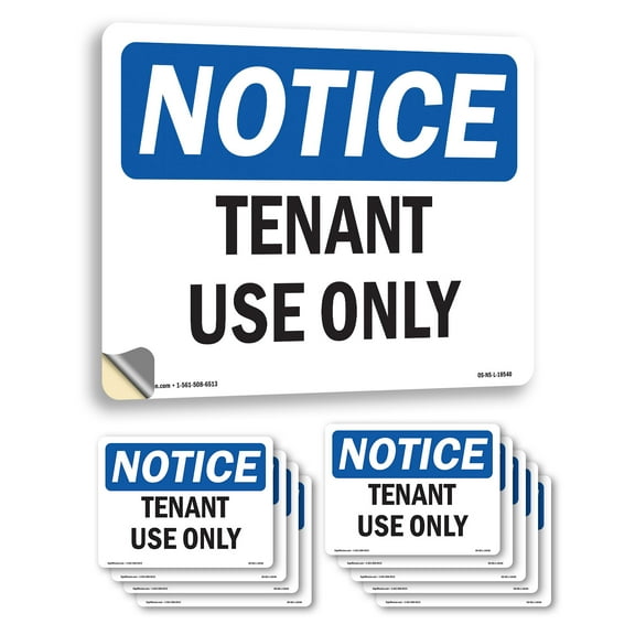 Tenant Use Only OSHA Notice Vinyl Decal Label 14 Inch x 10 Inch - 10 Pack