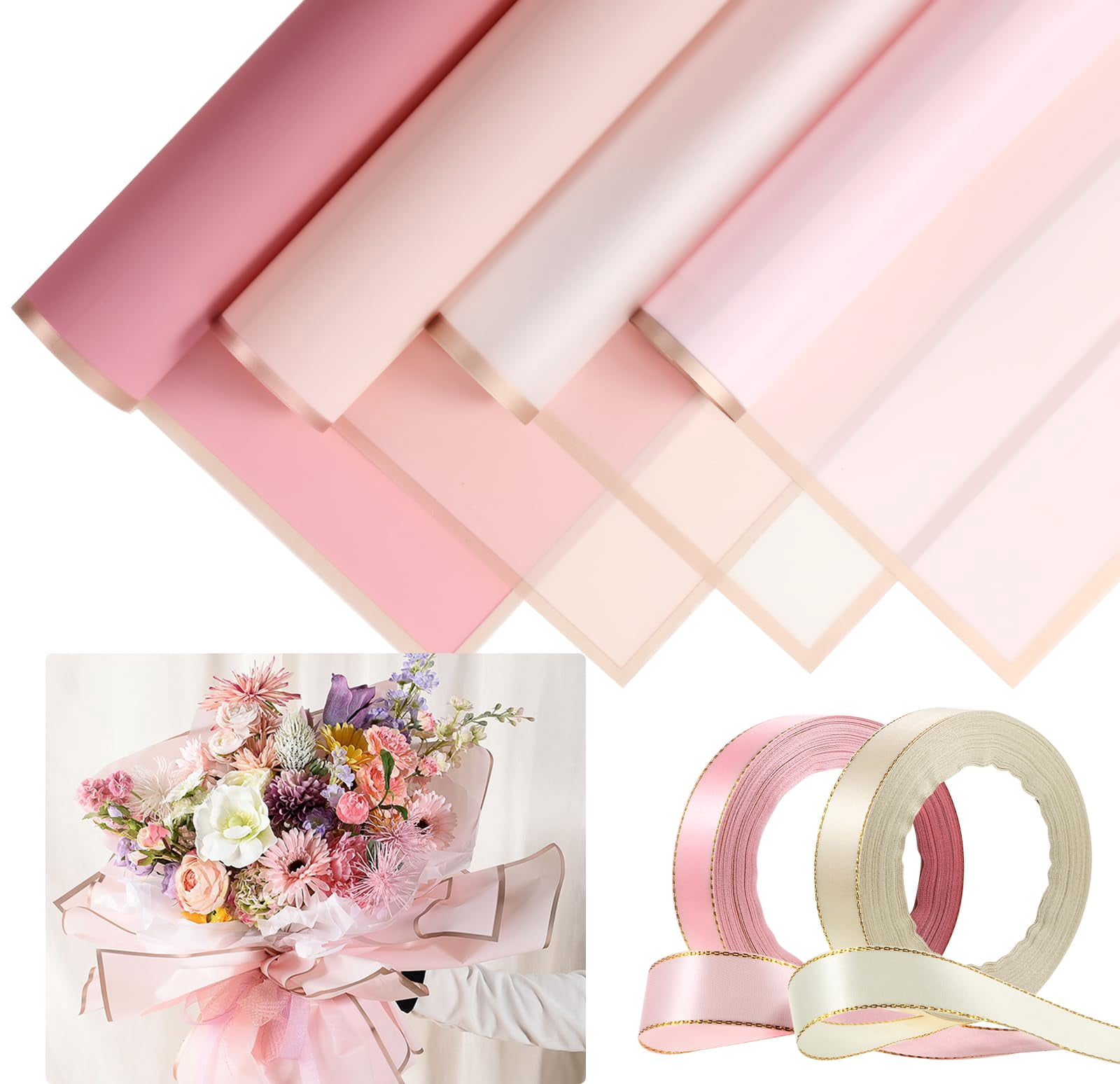 Tenare 20 PcsITSC Waterproof Floral Wrapping Paper Sheet Flower Bouquet ...