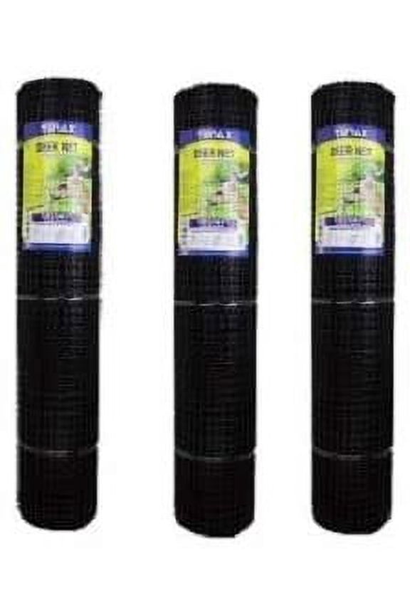 Deer Net - Quadrangular Mesh, Black - 3 Pack, 7-Feet by 100-Feet
