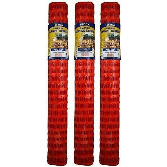 Tenax 2A060006 Guardian Economy Safety Fence, Orange, 4-Feet by 100-Feet Pack of 3
