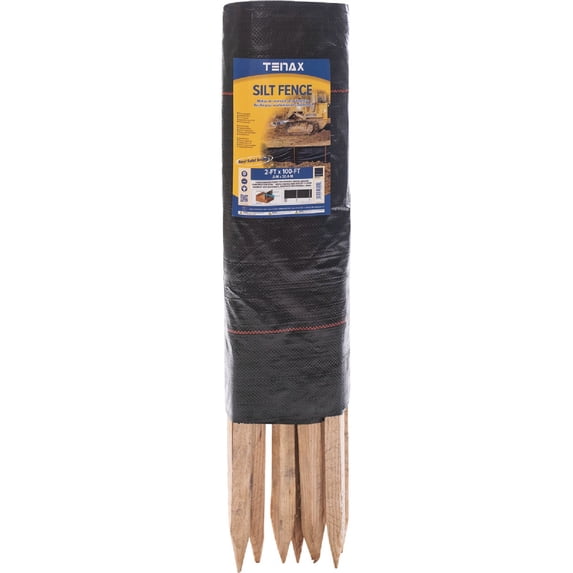 Tenax 31900500 Silt Fence, 2 by 100-Feet, 2' x 100', Black — Residential Use, Standard Application