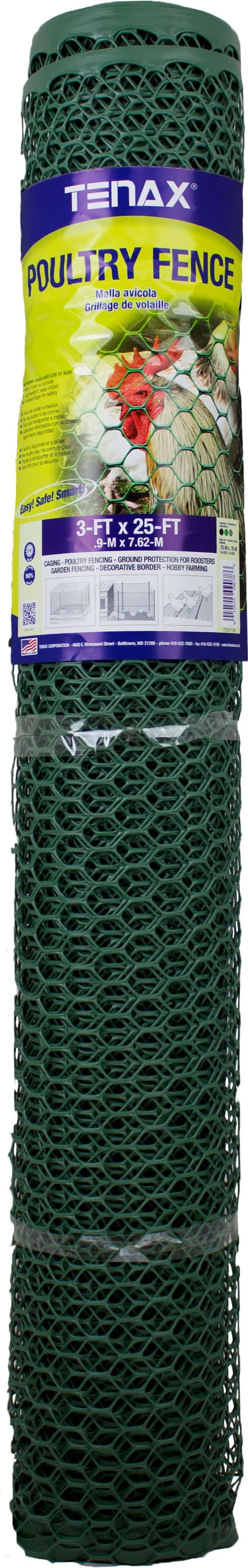 Tenax 3 ft. H X 25 ft. L 20 Ga. Green Poultry Fence Tenax 3 ft. H X 25 ft. L 20 Ga. Green Poultry Fence