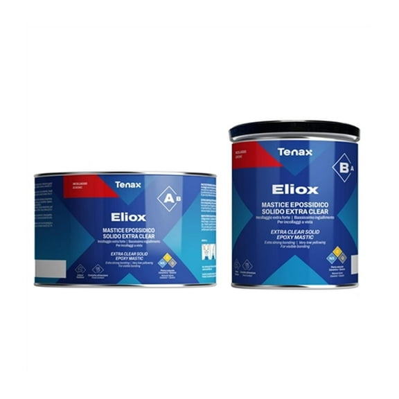 Tenax Eliox AB Extra Clear Knife-Grade Epoxy for Stone Food Safe, Indoor/Outdoor, High Gloss Finish