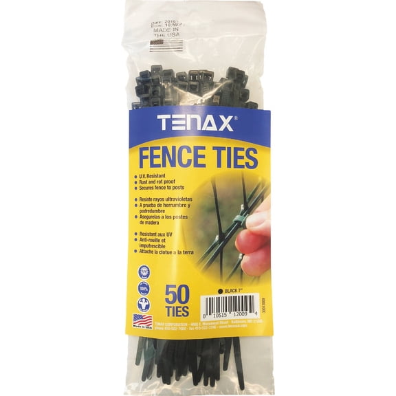 Tenax Fence Ties - Secure Black Plastic Fencing, Easy Installation - 7 in. - Plastic