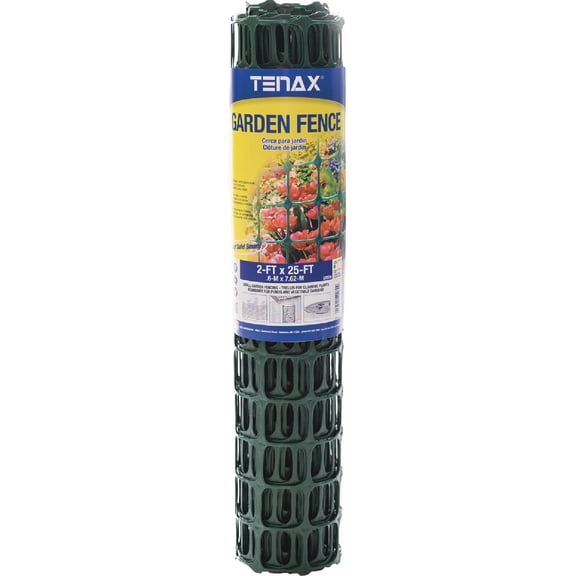 Tenax Garden Fence Mesh - Durable Green Mesh Fence for Outdoor Use - 25 ft L x 24 in W - Polyethylene