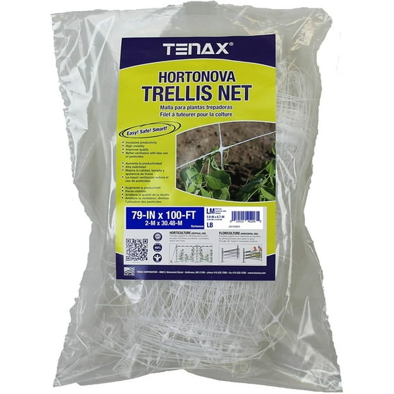 Tenax Hortonova Trellis Plant Net/Support, White 6.5' x 100'