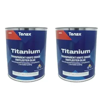 Tenax Titanium Extra Clear Knife Grade Glue - Ideal for Granite, ES Stone, Ceramic Tile Epoxy - 1 Gallon (Pack of 2)