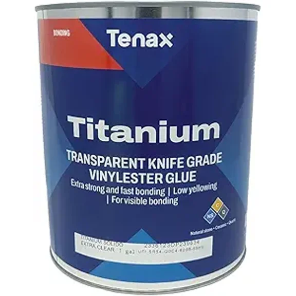 Tenax Titanium Extra Clear Knife Grade Glue - Ideal for Granite, ES Stone, Ceramic Tile Epoxy - 1 Gallon (Single)