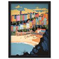 thumbnail image 1 of Tenby Castle Beach Coastal Town Summer in Wales Artwork Framed Wall Art Print A4, 1 of 4