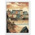 thumbnail image 1 of Tenby Harbour Beach Pastel Colour Coastal Town Artwork Framed Wall Art Print A4, 1 of 4