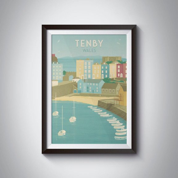 Tenby Harbour Pembrokeshire Coast Wales Seaside Decor Unframed Paper Print