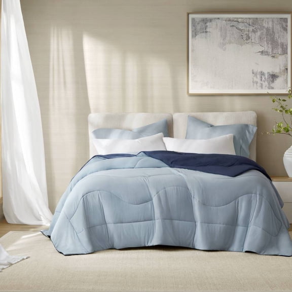 Tencel Comforter Blanket, Reversible, Full/Queen, Cool Touch Nylon Shell, Blue