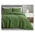 thumbnail image 1 of Tencel Modal Quilt Set Queen, Forest Green - Lightweight Bedspread, Soft All Season Quilt, Detailed Square Stitching, 1 of 9