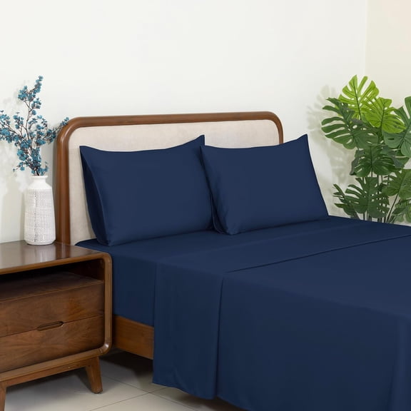 Tencel Sheet Set, Size, Lyocell Tencel Sheets,Soft, Peached,Non Slip & Cooling Sheet for Hot Sleepers, Sheet Set with 16" Deep Pockets,Tencel Lyocell Sheets Set (Navy Blue)
