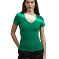 thumbnail image 1 of Shadowsong Women's Tencel U-Neck T-Shirts, Green, Size L, 1 of 16