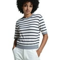 thumbnail image 1 of Shadowsong Women's Tencel Color Blocked Striped T-Shirts, Gray, Size S, 1 of 16