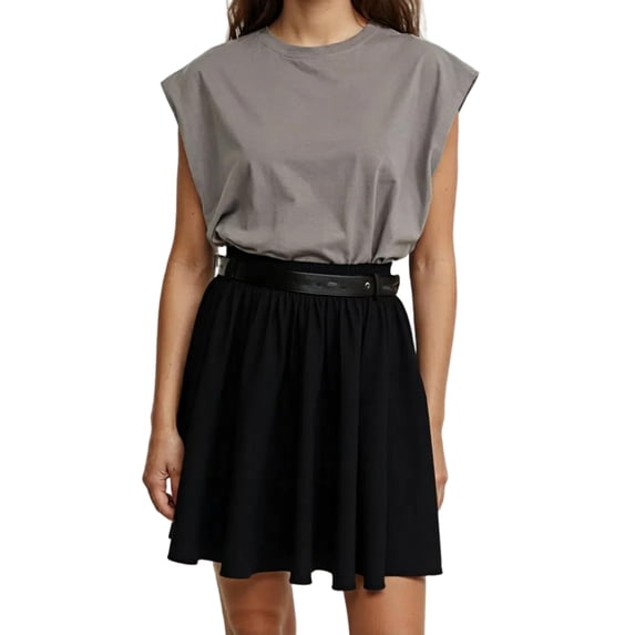 Shadowsong Linen A-Frame Mini Skirt, Black