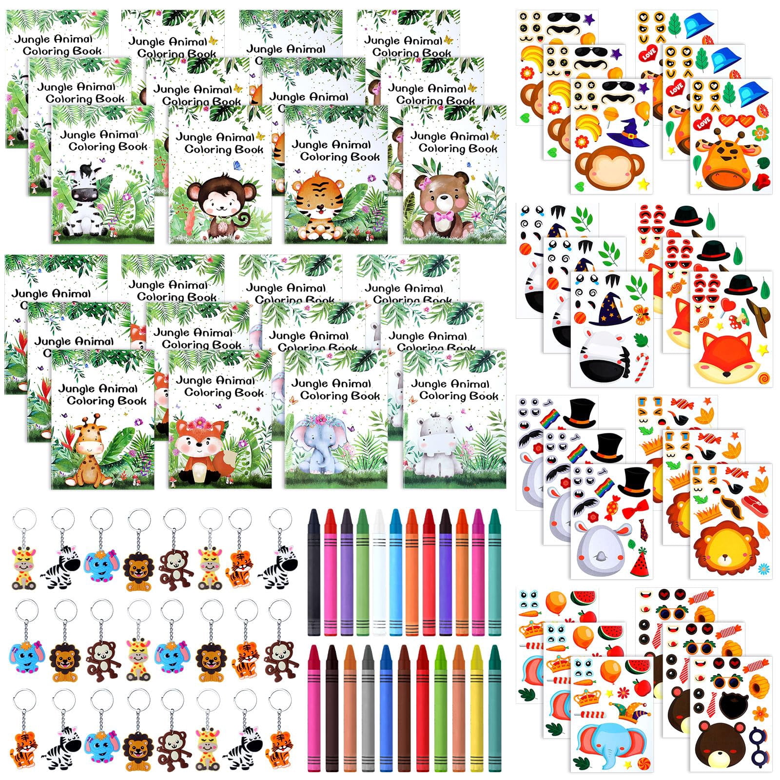 Tenceur 96 Pcs Jungle Safari Party Favors Set for Kids Baby Supplies ...