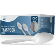 Tender Gentle 1,000 Disposable Plastic Spoons - Medium Weight - Bulk Case of White Plastic Teaspoons