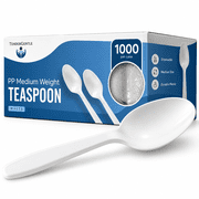 Tender Gentle 1,000 Disposable Plastic Spoons - Medium Weight - Bulk Case of White Plastic Teaspoons