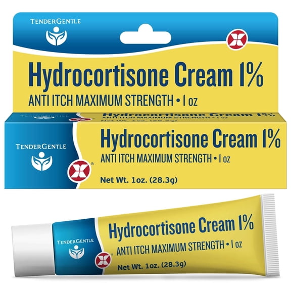 Tender Gentle 1% Hydrocortisone Cream Maximum Strength - 1 oz - Anti Itch Cream, Clean Ingridients, - For Eczema, and More