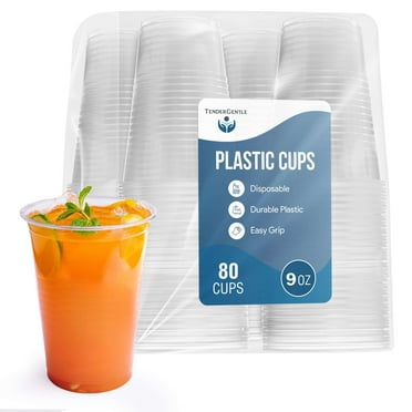 Tender Gentle 9 Oz Plastic Cups, Clear Disposable Cups for Party, Dinner - 80 Count