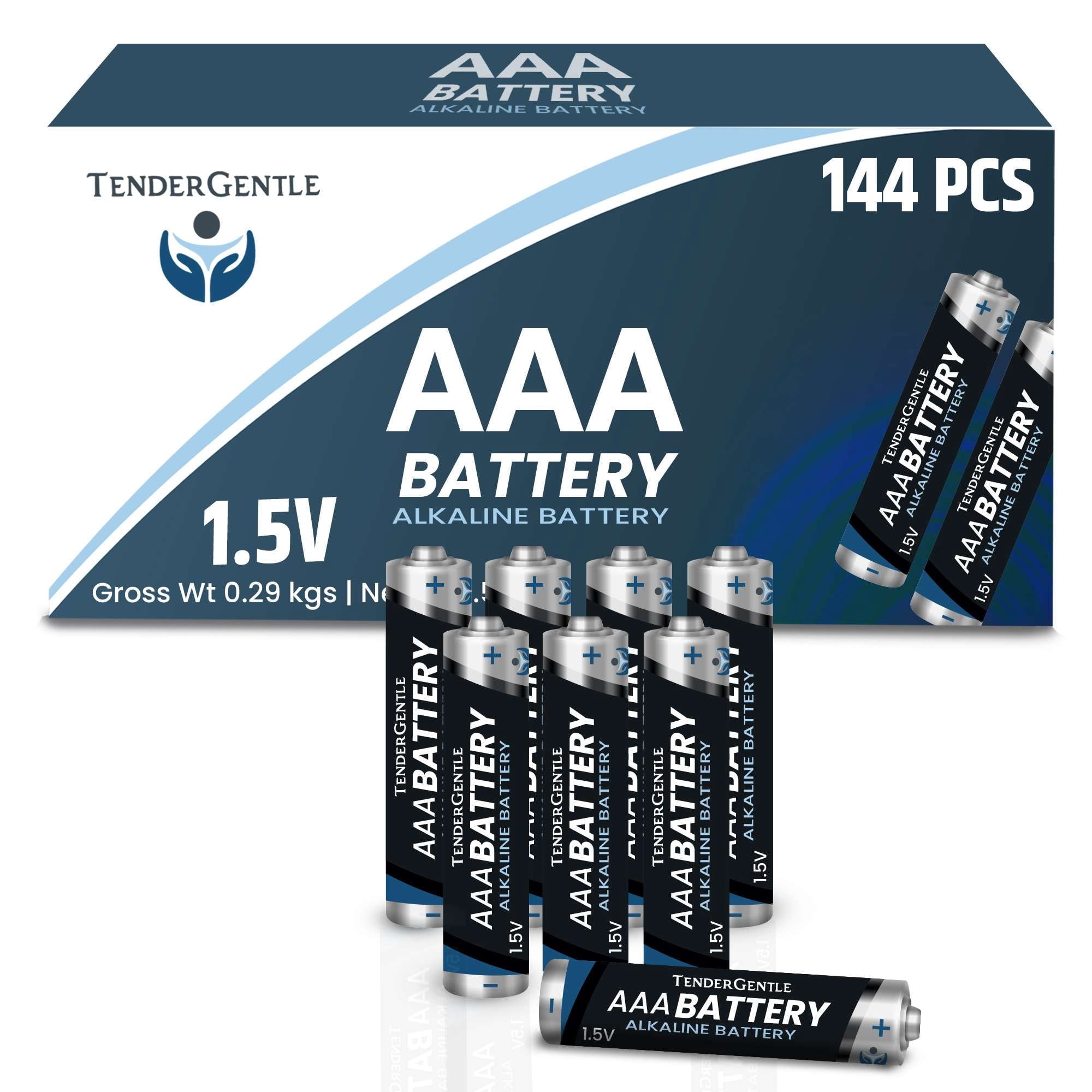 Tender Gentle AAA Batteries 144 Pack - Alkaline Triple a Batteries, Long Lasting, 10 Year Shelf Life
