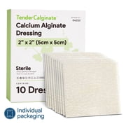 Tender Gentle Calcium Alginate Wound Dressing 2" x 2" - 10 ct. Individually Wrapped, Non Stick, Sterile Highly Absorbent Dressings