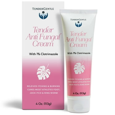 Tender Gentle Clotrimazole Antifungal Cream for Skin - 4 oz. of Clotrimazole Cream for Ringworm, Jock Itch, and Athletes Foot Treatment