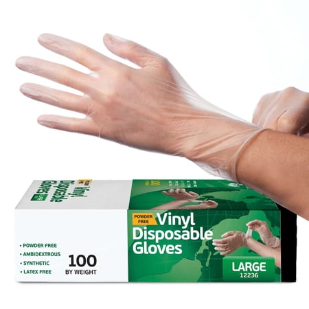 Tender Gentle Disposable Vinyl Gloves 100 ct. - Large - Clear - Latex Free - Food Safe Gloves