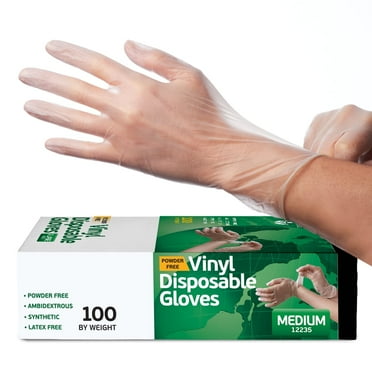 Tender Gentle Disposable Vinyl Gloves 100 ct. - Medium - Clear - Latex Free - Food Safe Gloves