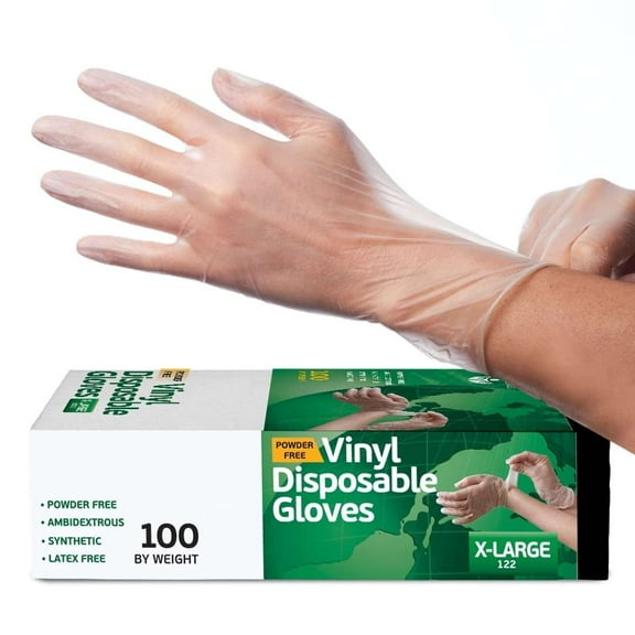 Tender Gentle Disposable Vinyl Gloves 100 ct. - XL - Clear - Latex Free - Food Safe Gloves
