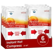 Tender Gentle Instant Hot Compress - 6 Hot Packs for Pain Relief, Sore Muscles, Muscle Spasms, and Joint Stiffness