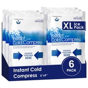 Tender Gentle Instant Ice Packs for Injuries - 6 Count of Disposable Cold Compress Ice Packs for Sprains, Strains, Minor Burns, Toothaches