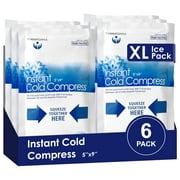 Tender Gentle Instant Ice Packs for Injuries - 6 Count of Disposable Cold Compress Ice Packs for Sprains, Strains, Minor Burns, Toothaches