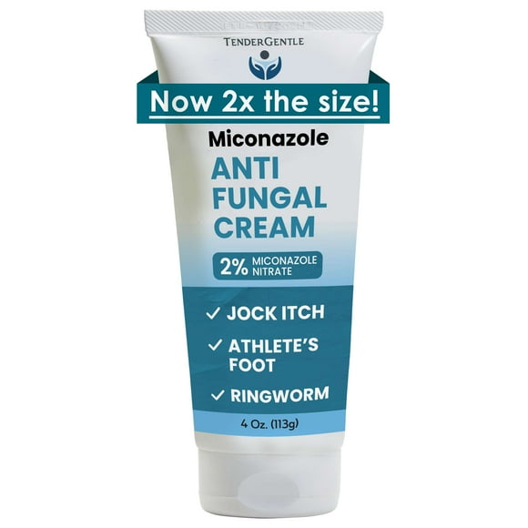 Tender Gentle Miconazole Antifungal Cream for Skin - 4 oz - Miconazole Nitrate for Jock Itch, Athlete's Foot, Itching, and Ringworm