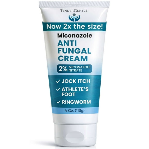 Tender Gentle Miconazole Antifungal Cream for Skin - 4 oz - Miconazole Nitrate for Jock Itch, Athlete's Foot, Itching, and Ringworm