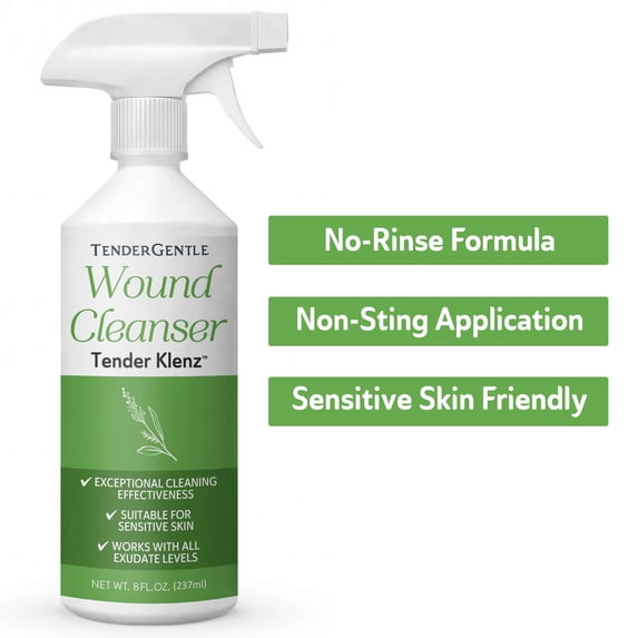 Tender Gentle Saline Wound Wash Spray, 8 oz - Wound Spray for Cleaning, Adjustable Nozzle - Good for Sensitive Skin