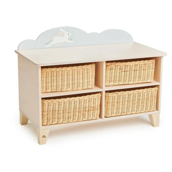 Tender Leaf Toys - Bunny Storage Unit - Wooden Toy Storage Organizer with 4 Baskets Drawers for Kids - Age 3 +