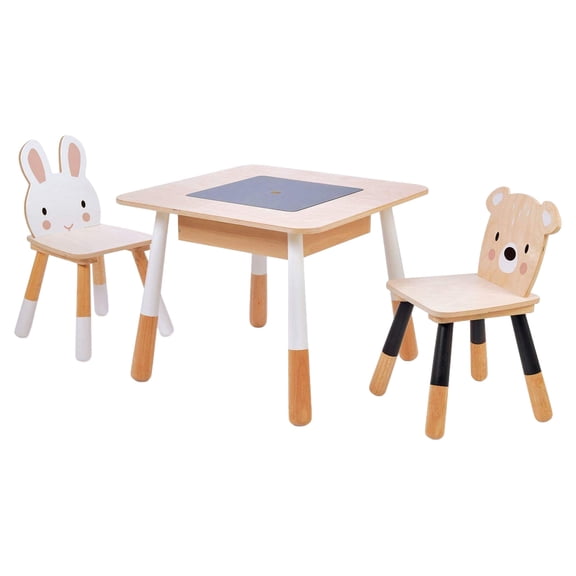 Tender Leaf Toys - Forest Table and Chairs Collections - Adorable Kids Size Art Play Game Table and Chairs - Made with Premium Materials and Craftsmanship for Children 3+ (Forest Table and Chairs)