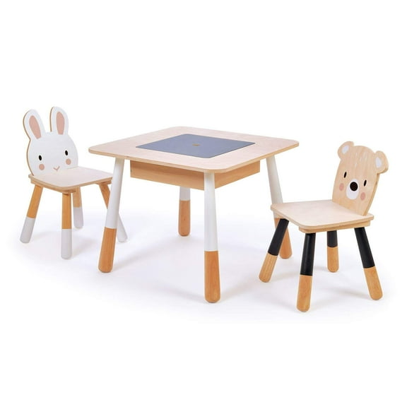 Tender Leaf Toys - Forest Table and Chairs Collections - Adorable Kids Size Art Play Game Table and Chairs - Made with Premium Materials and Craftsmanship for Children 3+ (Forest Table and Chairs)