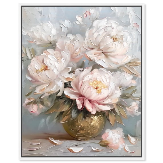 Tender Pink Swirl Canvas Elegant Florals by Art Remedy, White Frame, 24" x 30"