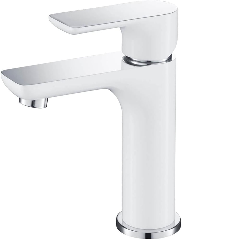 Tender Single Handle Bathroom Sink Faucet, Solid Brass High Arc Spout, Faucet with Smooth Water Flow, Corrosion-Resistant and Easy Installation (Chrome White, KBF1019)