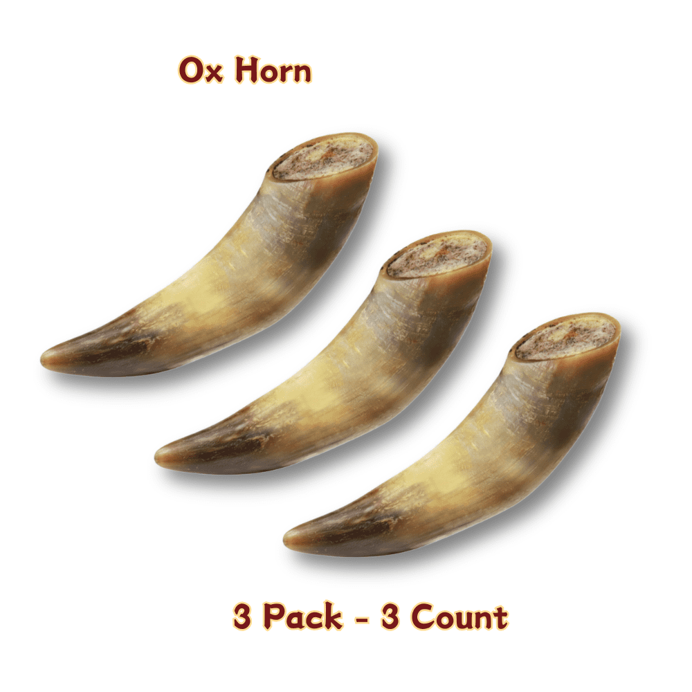 Tender Touch All-Natural Ox Horn for Dogs, A Whole and Hearty Single Ingredient Chew for Dental Care and Hours of Entertainment, 3-Count