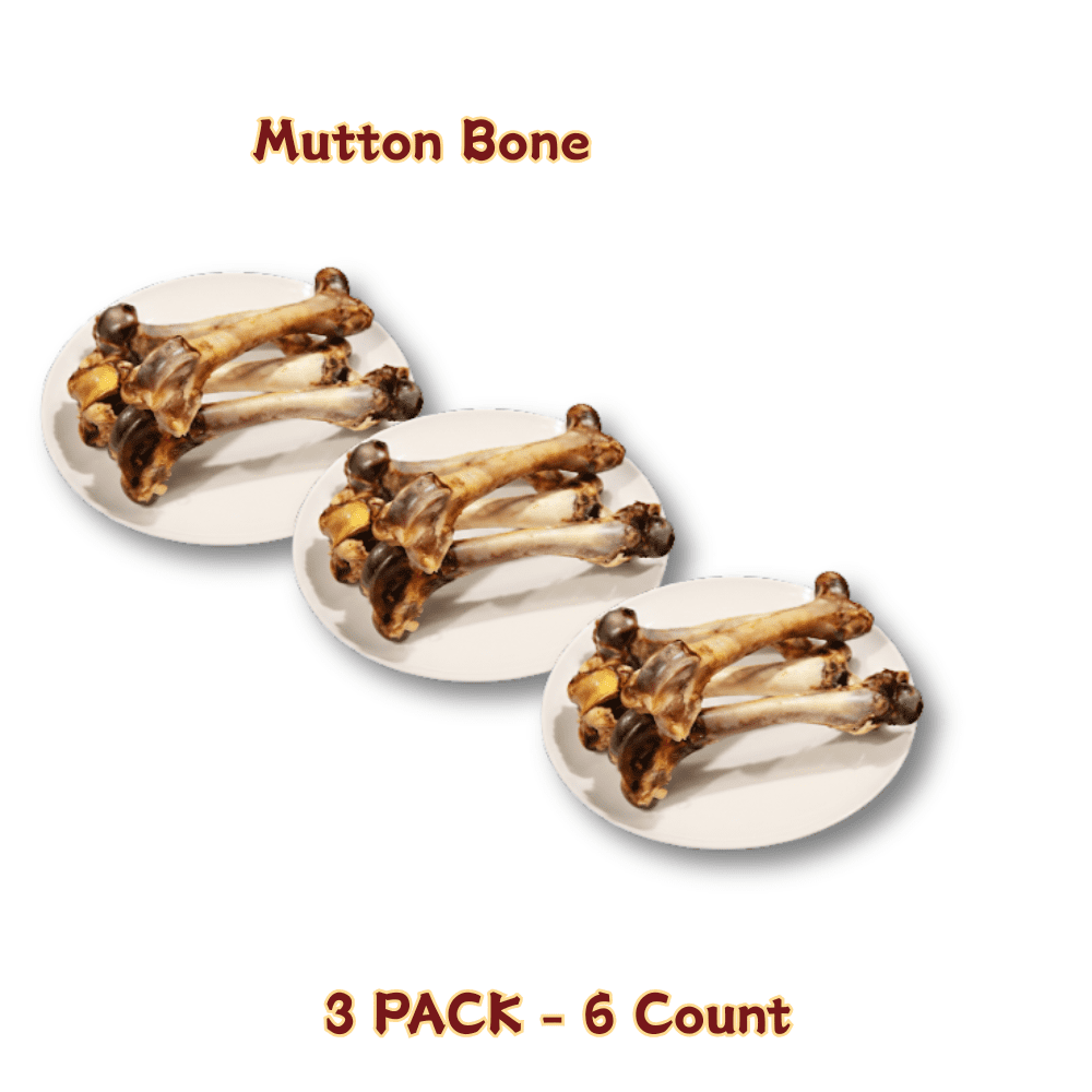 Tender Touch All-Natural Slow-Roasted Mutton Bones for Dogs, A Meaty and Wholesome Single Ingredient Chew for Dental Health, 6 Count