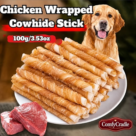 Tender Touch Chicken & Rawhide Sticks 100g, Natural Long-Lasting Dog Chew Treats, High Protein Healthy Training Snacks, No Artificial Additives for All Dog Breeds